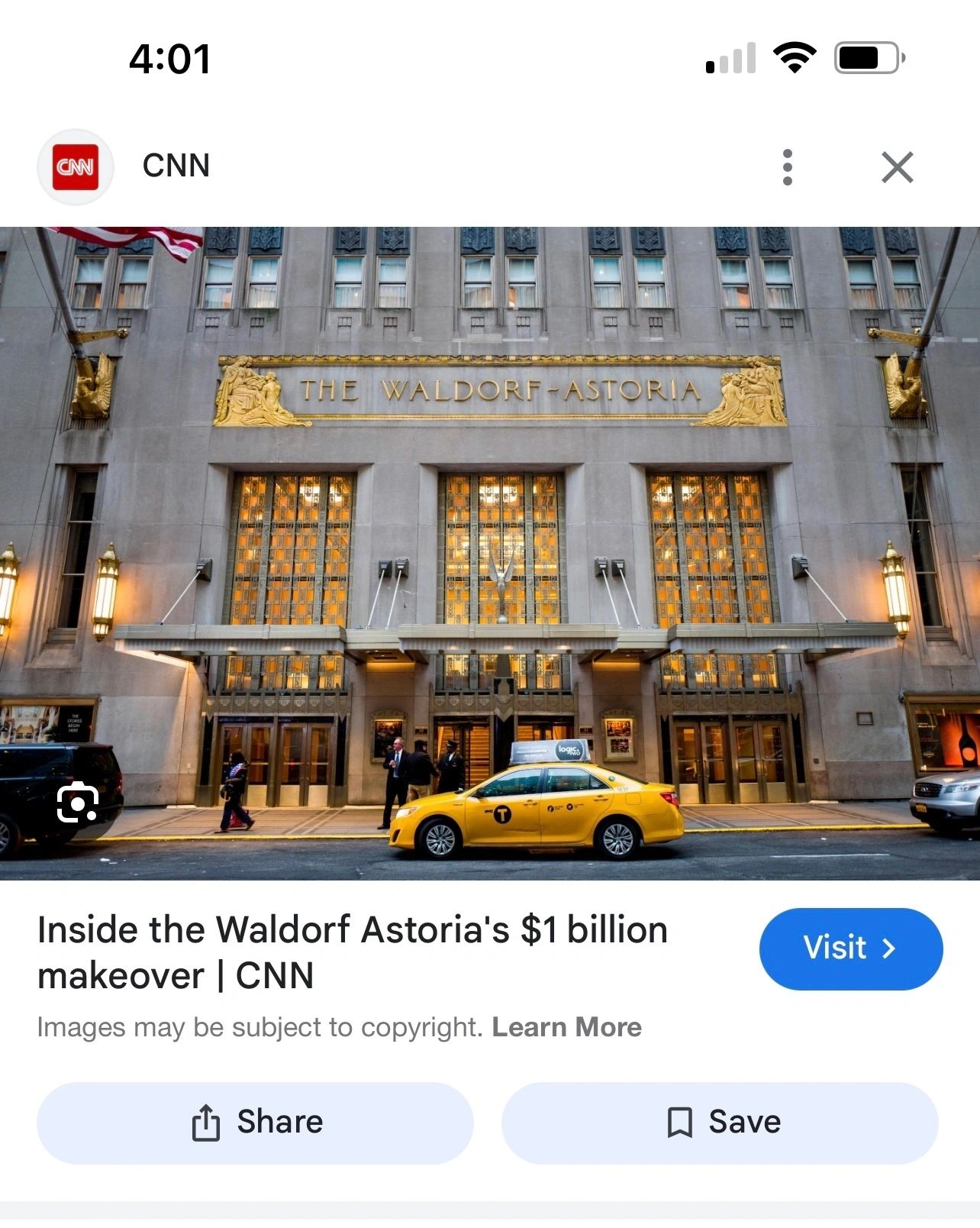 Archival reference to the Waldorf Astoria