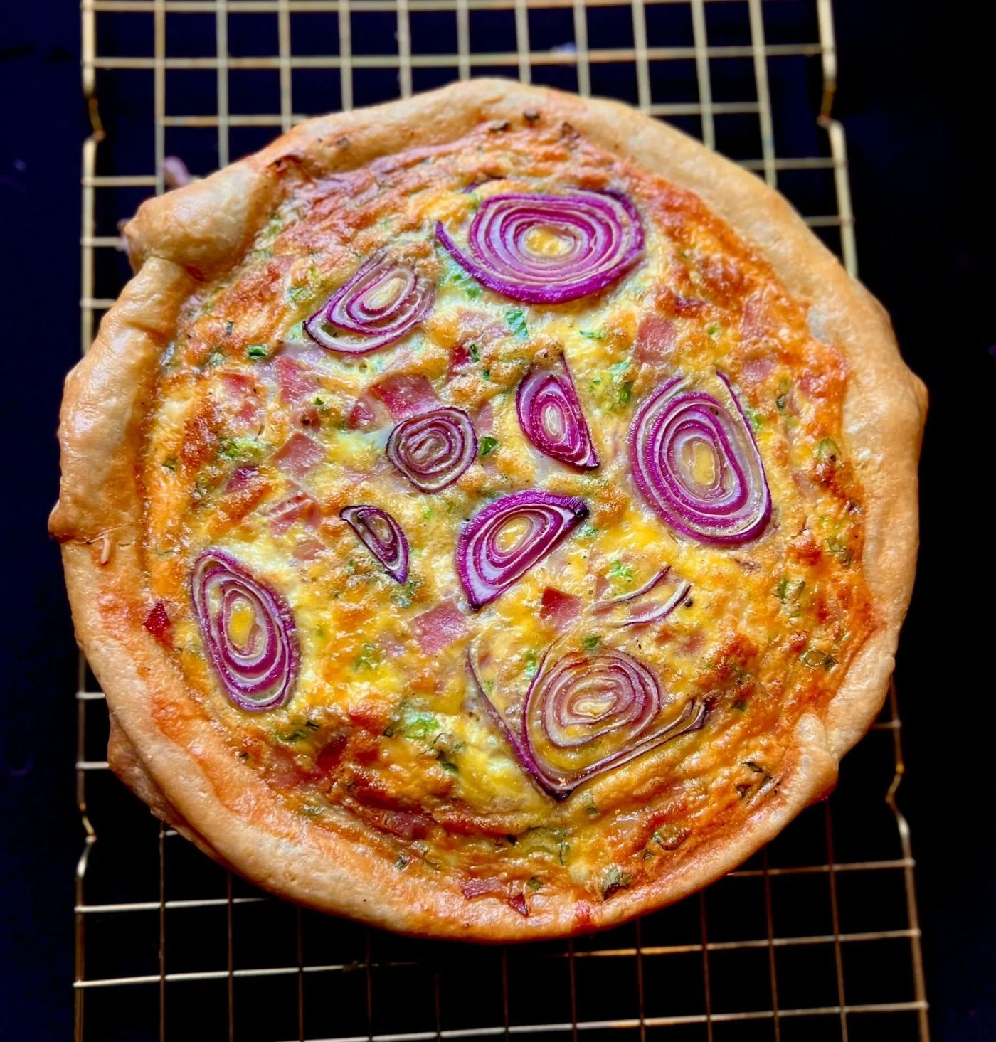 Quiche with red onion